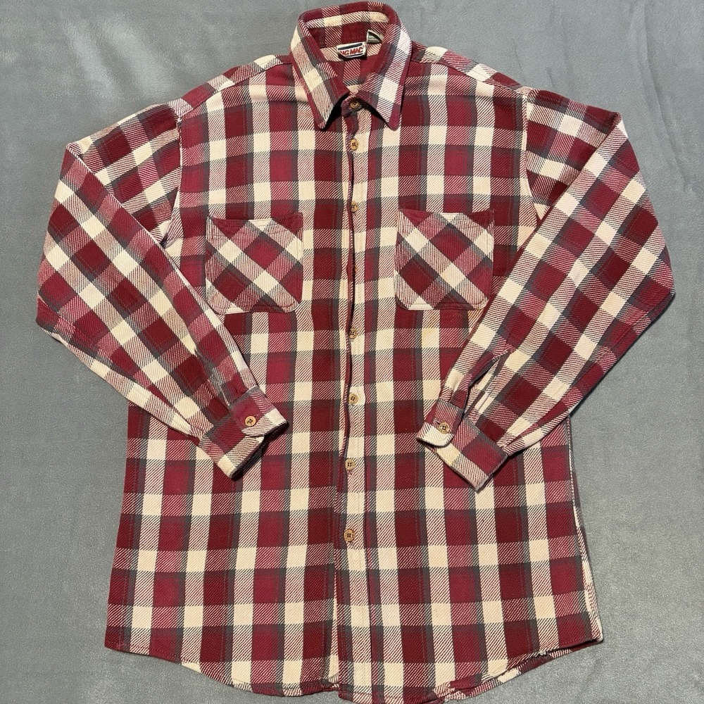 Vintage Big Mac Flannel Shirt Mens L Red Plaid Heavyweight Made In‎ Portugal